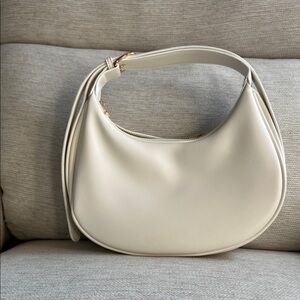 Anthropologie Cream Crescent Shoulder Bag